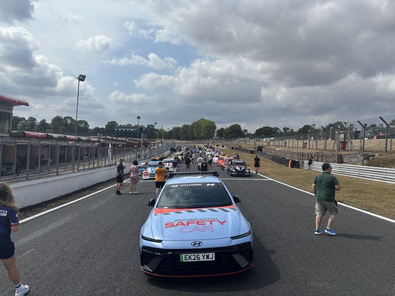 The safety car at the head of the grid before the start